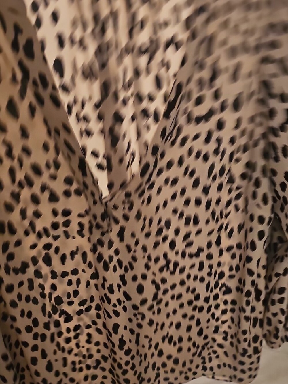 Tahari Beige and Black Spotted V-Neck Blouse - Picture 6 of 7